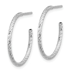 Sterling Silver Rhodium-plated D/C Hollow Tube C-Hoop Earrings