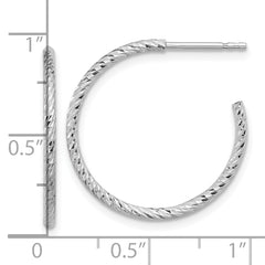 Sterling Silver Rhodium-plated D/C Hollow Tube C-Hoop Earrings