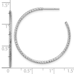 Sterling Silver Rhodium-plated D/C Hollow Tube C-Hoop Earrings