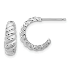 Sterling Silver Rhodium-plated Scalloped Post Hoop Earrings