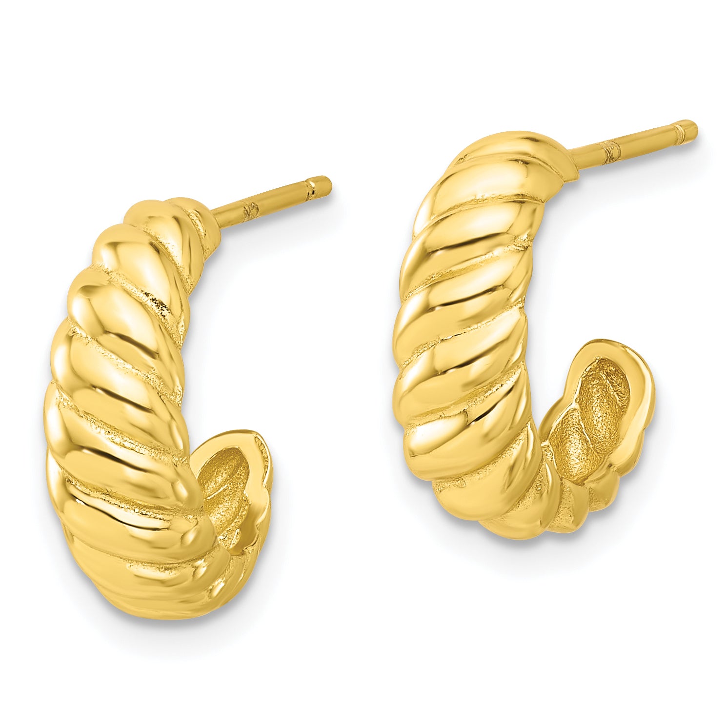 Sterling Silver Gold-tone Scalloped Post Hook Earrings