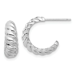 Sterling Silver Rhodium-plated Scalloped Post Hoop Earrings