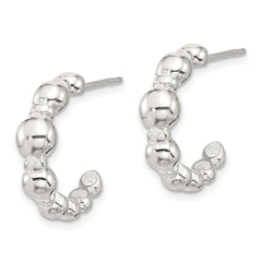 Sterling Silver Polished Graduated Bead Post C-Hoop Post Earrings