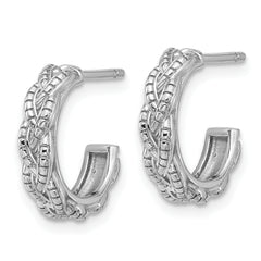 Sterling Silver Rhodium-plated Textured Braided C-Hoop Earrings