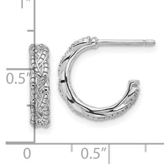 Sterling Silver Rhodium-plated Textured Braided C-Hoop Earrings