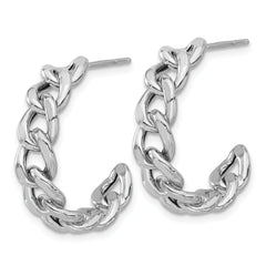 Sterling Silver Rhodium-plated Curb Link C-Hoop Earrings