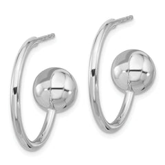 Sterling Silver Rhodium-plated Polished Ball C-Hoop Post Earrings