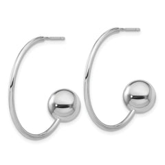 Sterling Silver Rhodium-plated Ball Hoop Post Earrings