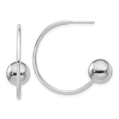 Sterling Silver Rhodium-plated Ball Hoop Post Earrings