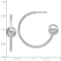 Sterling Silver Rhodium-plated Polished Ball C-Hoop Post Earrings