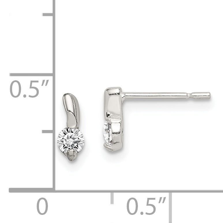 Sterling Silver Polished CZ Post Earrings