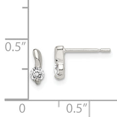 Sterling Silver Polished CZ Post Earrings