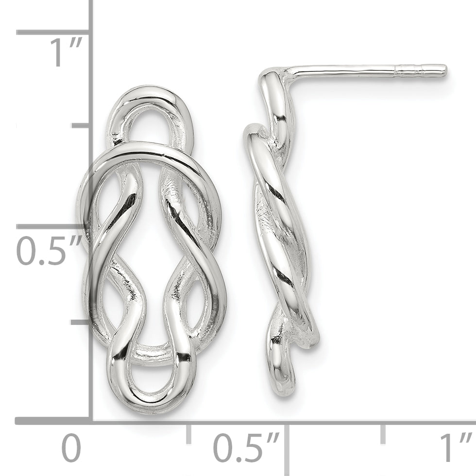 Sterling Silver Polished Double Fancy Knot Post Earrings