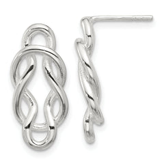 Sterling Silver Polished Double Fancy Knot Post Earrings