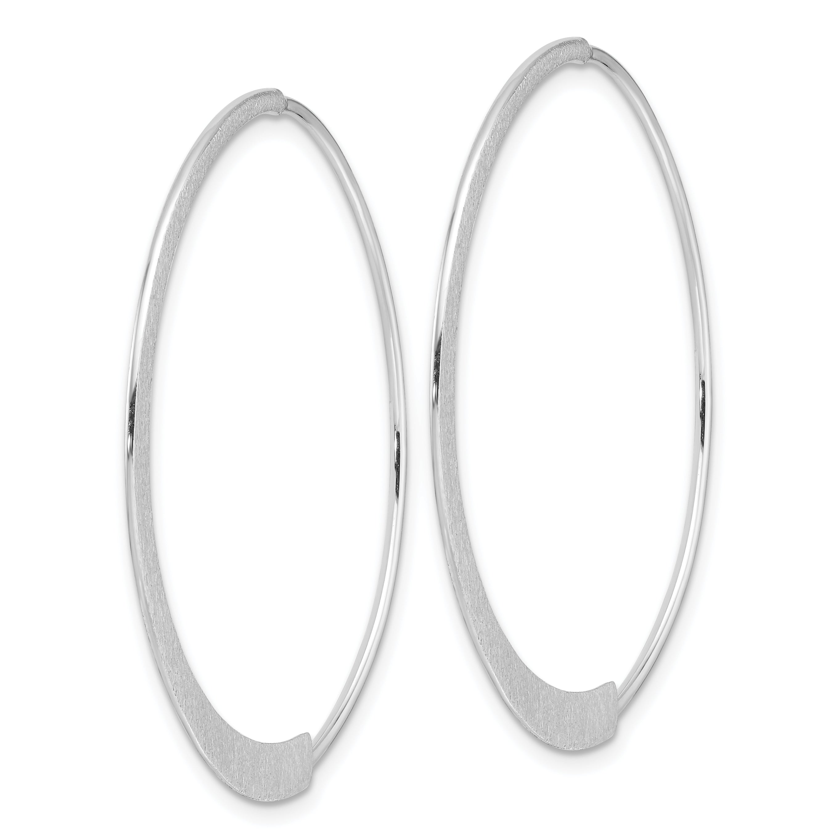 Sterling Silver Rhodium-plated Brushed/Textured Threader Hoop Earrings