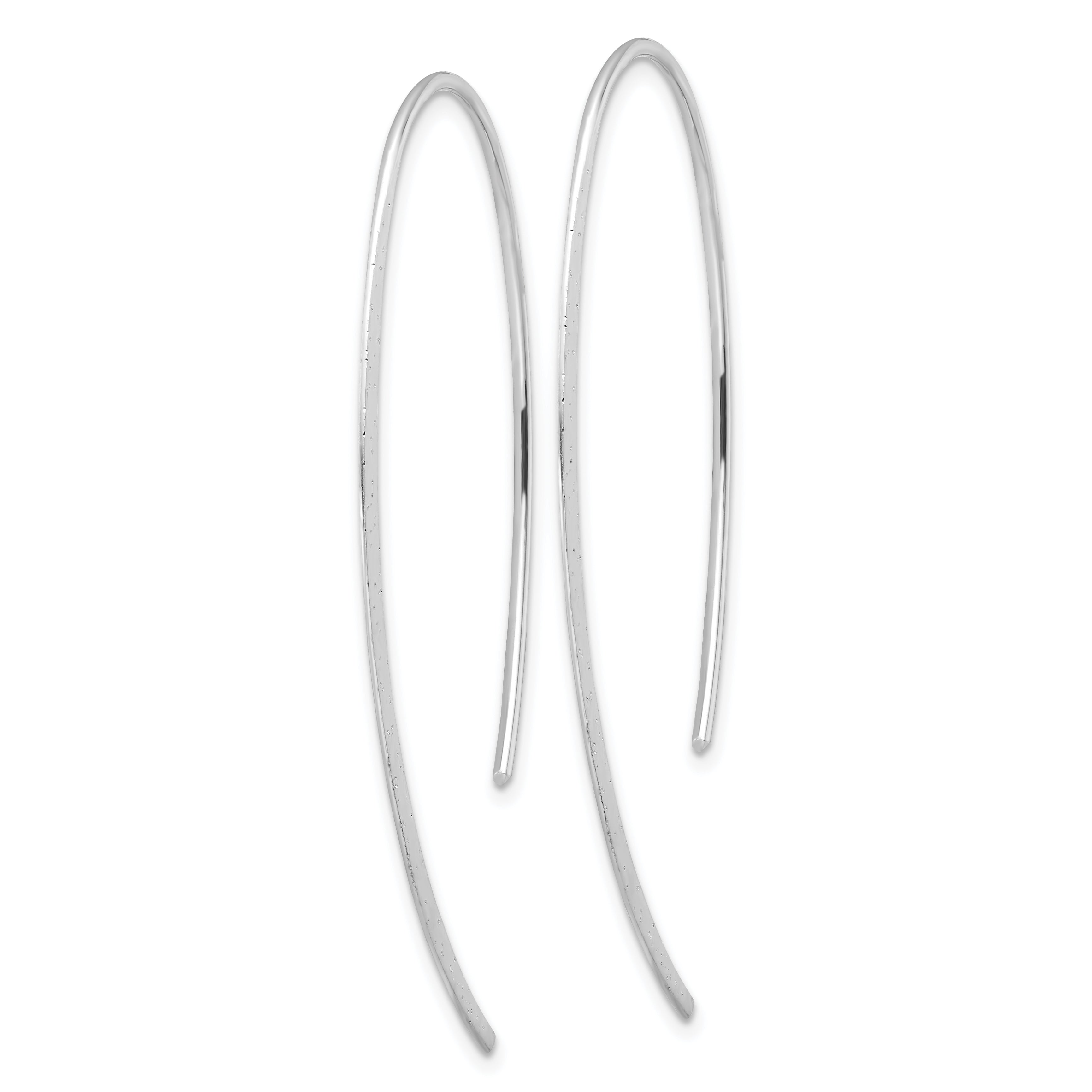 Sterling Silver Rhodium-plated Brushed and Lasered Threader Earrings