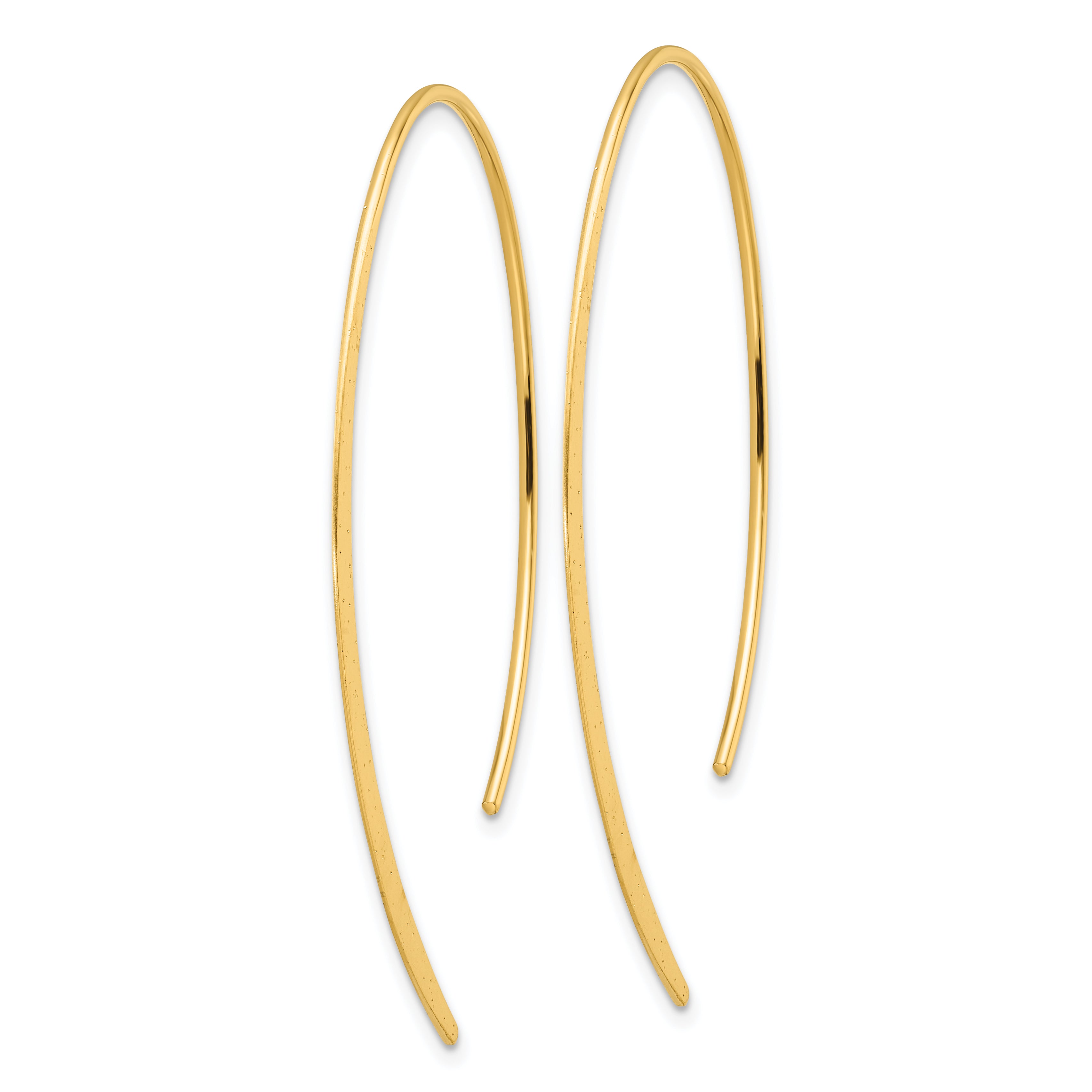 Sterling Silver .50 Micron 18K Gold Plated Brushed and Lasered Threader Earrings