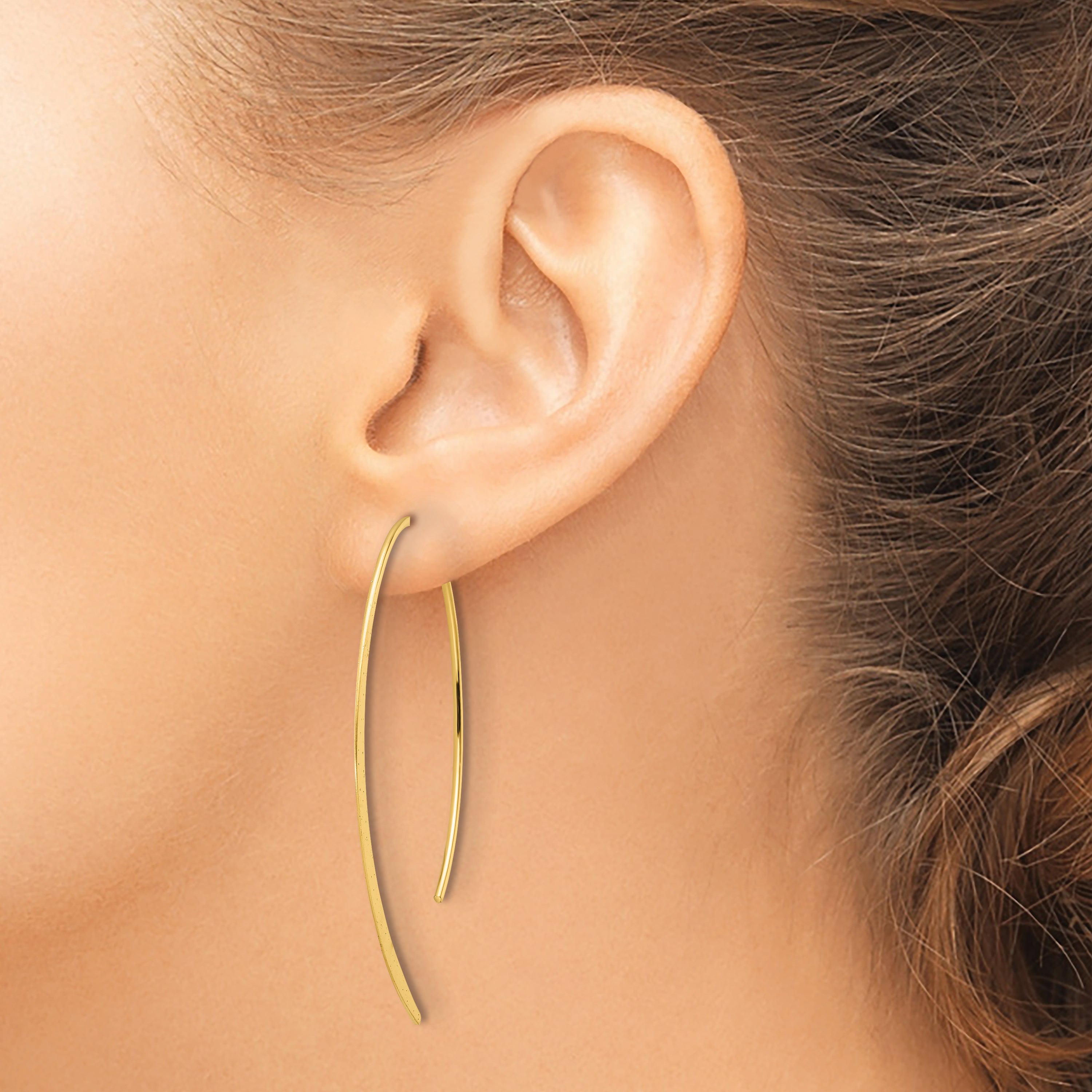 Sterling Silver .50 Micron 18K Gold Plated Brushed and Lasered Threader Earrings