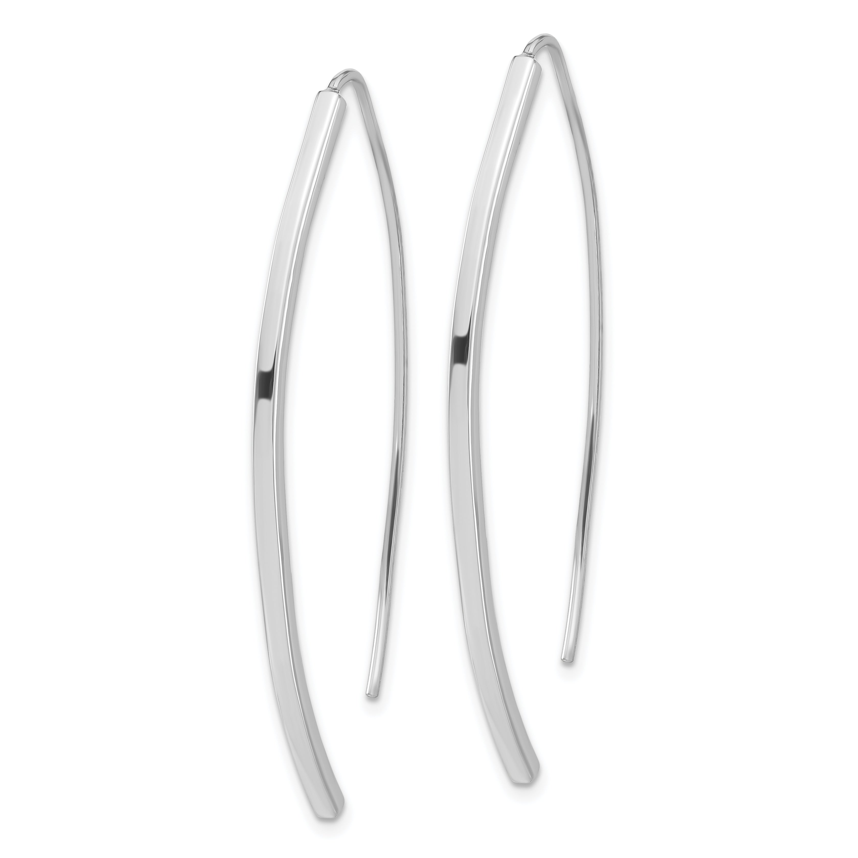 Sterling Silver Rhodium-plated Polished Threader Bar Earrings