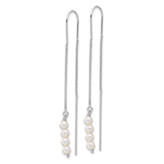 Sterling Silver Rhodium-plated Freshwater Cultured Pearl Threader Earrings