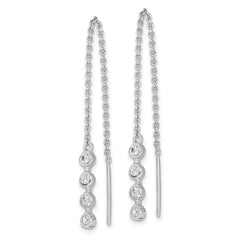 Sterling Silver Rhodium-plated Polished CZ Threader Earrings