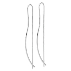 Sterling Silver Rhodium-plated Polished Curved Bar Threader Earrings