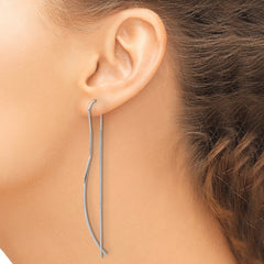 Sterling Silver Rhodium-plated Polished Curved Bar Threader Earrings