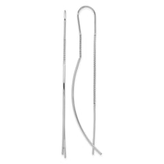 Sterling Silver Rhodium-plated Polished Curved Bar Threader Earrings