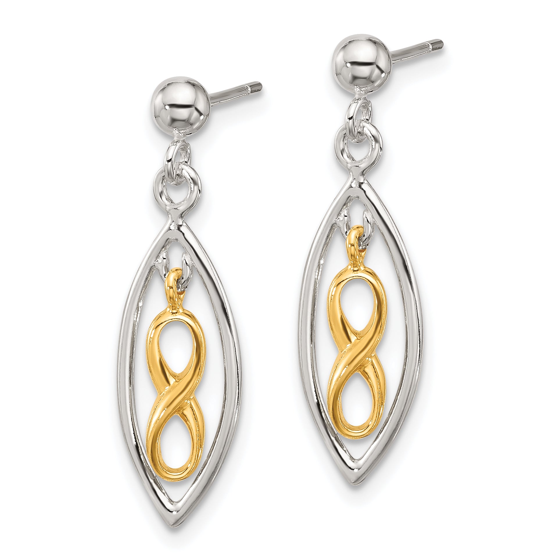 Sterling Silver & Gold-tone Polished Infinity Drop Post Dangle Earrings