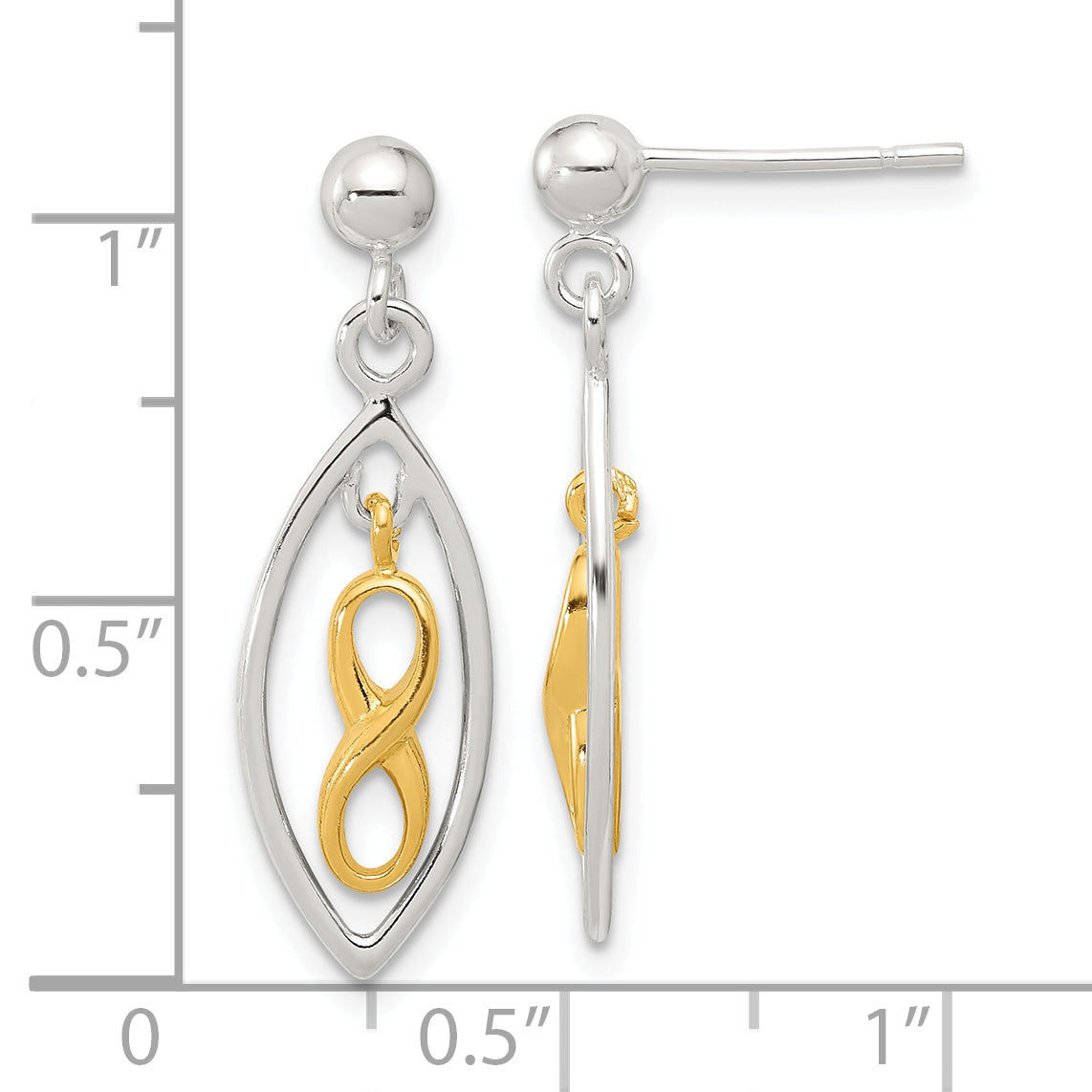 Sterling Silver & Gold-tone Polished Infinity Drop Post Dangle Earrings