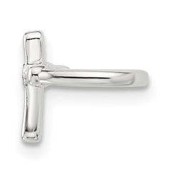 Sterling Silver E-coated Polished CZ Cross Single Cuff Earring