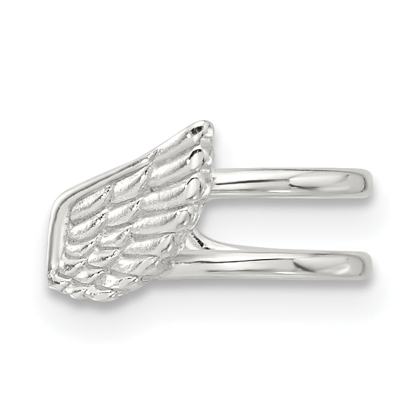 Sterling Silver E-coated Polished & Textured Wing Single Cuff Earring