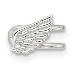 Sterling Silver E-coated Polished & Textured Wing Single Cuff Earring