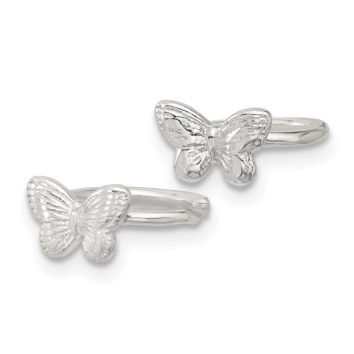 Sterling Silver E-Coating Textured Butterfly Pair of 2 Cuff Earrings