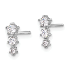 Sterling Silver Rhodium-plated Polished CZ Star Post Earrings