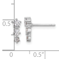 Sterling Silver Rhodium-plated Polished CZ Star Post Earrings