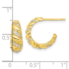 Sterling Silver Gold-tone CZ Post Hoop Earrings