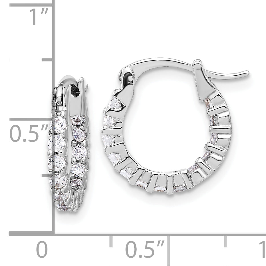 Sterling Silver Rhodium-plated 2mm CZ In/Out Hoop Earrings