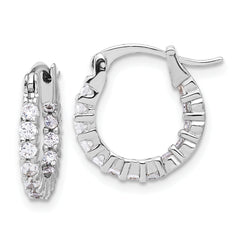 Sterling Silver Rhodium-plated 2mm CZ In/Out Hoop Earrings