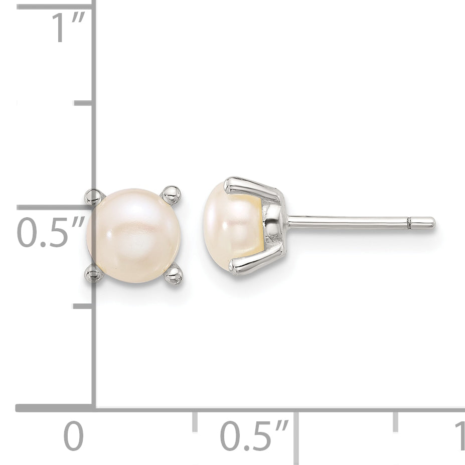 Sterling Silver E-Coating 6mm FWC Pearl Post Earrings