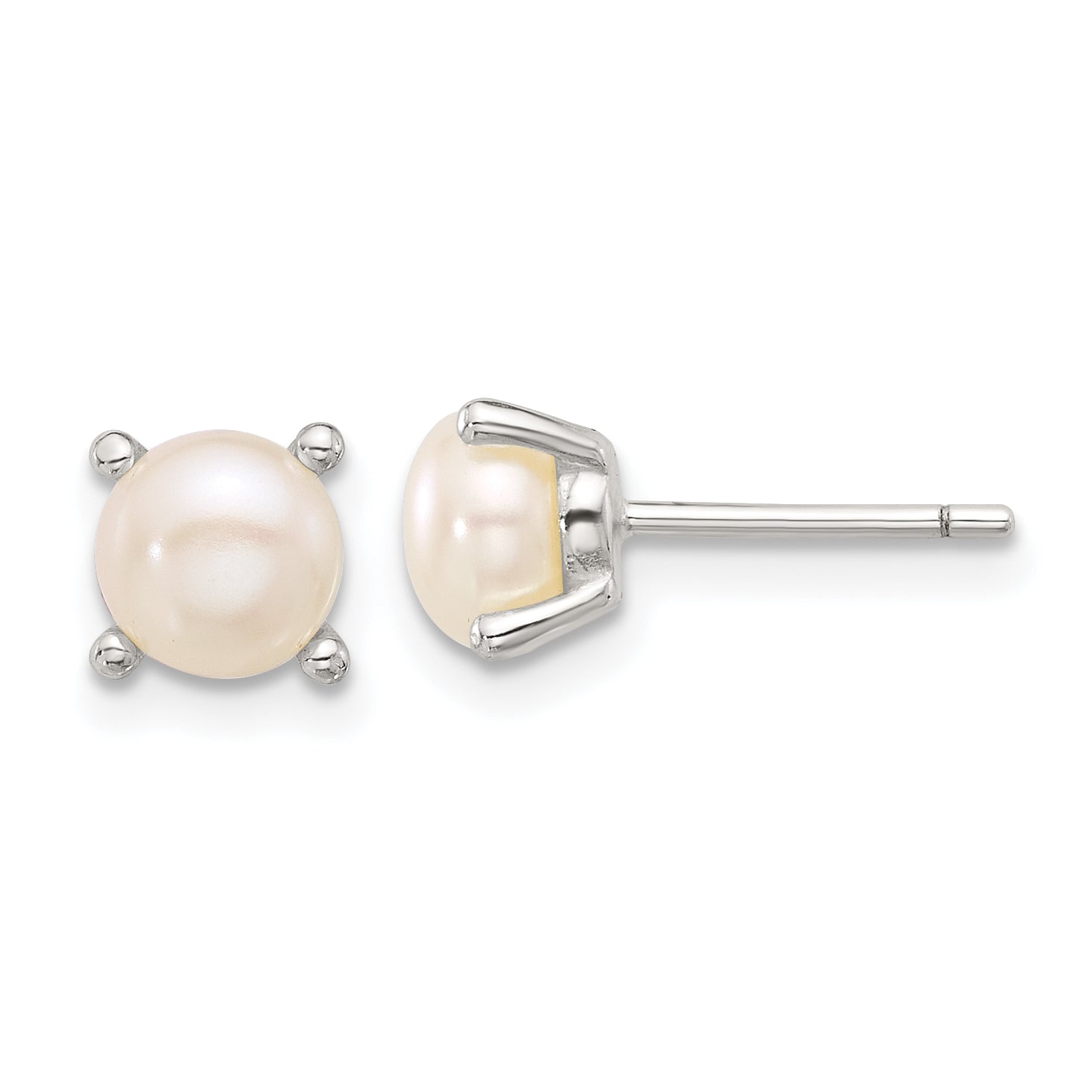 Sterling Silver E-Coating 6mm FWC Pearl Post Earrings