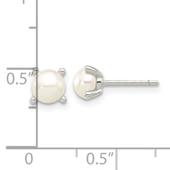 Sterling Silver E-Coating 5mm FWC Pearl Post Earrings