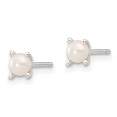 Sterling Silver E-Coating 4mm FWC Pearl Post Earrings