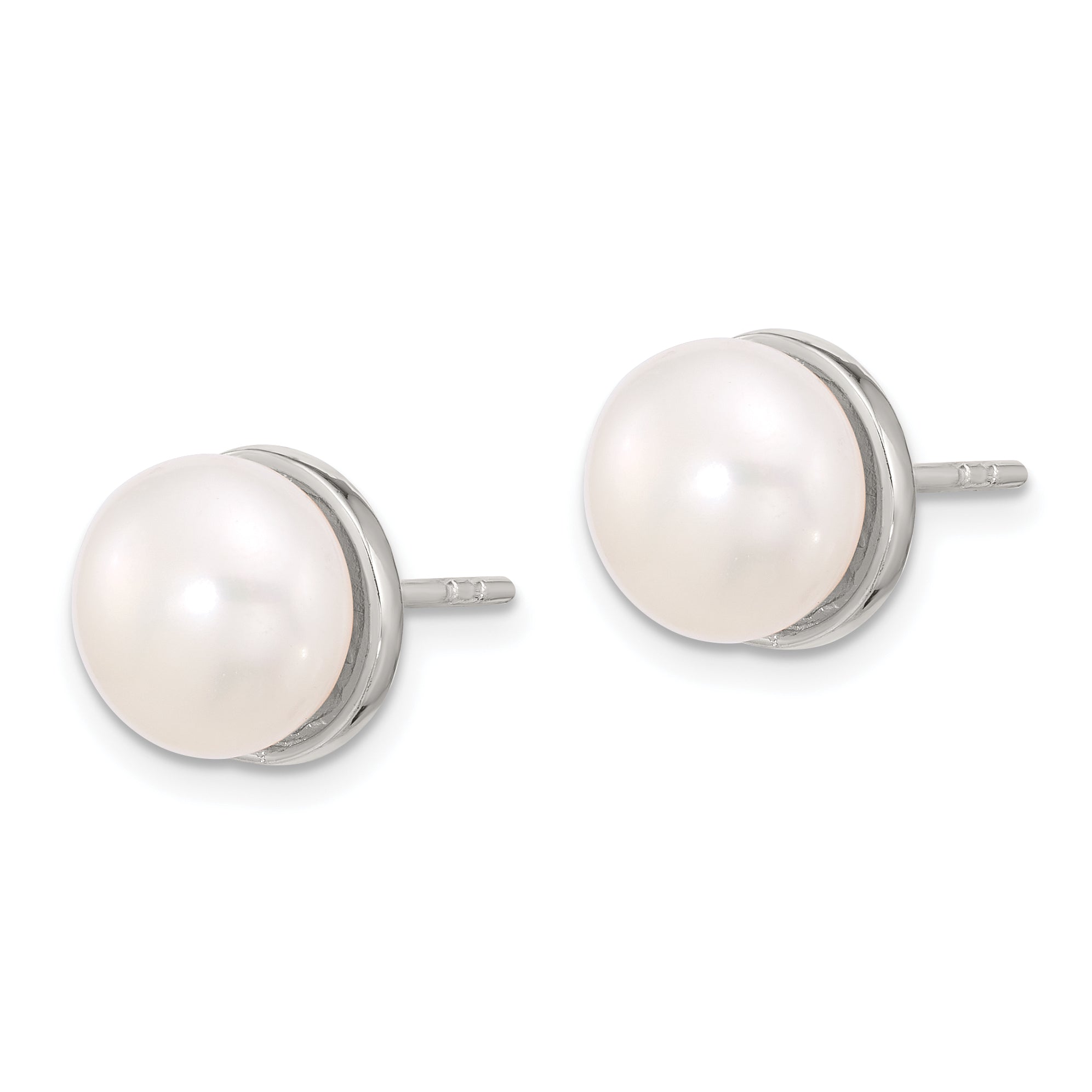 Sterling Silver Polished Freshwater Cultured Pearl Post Earrings