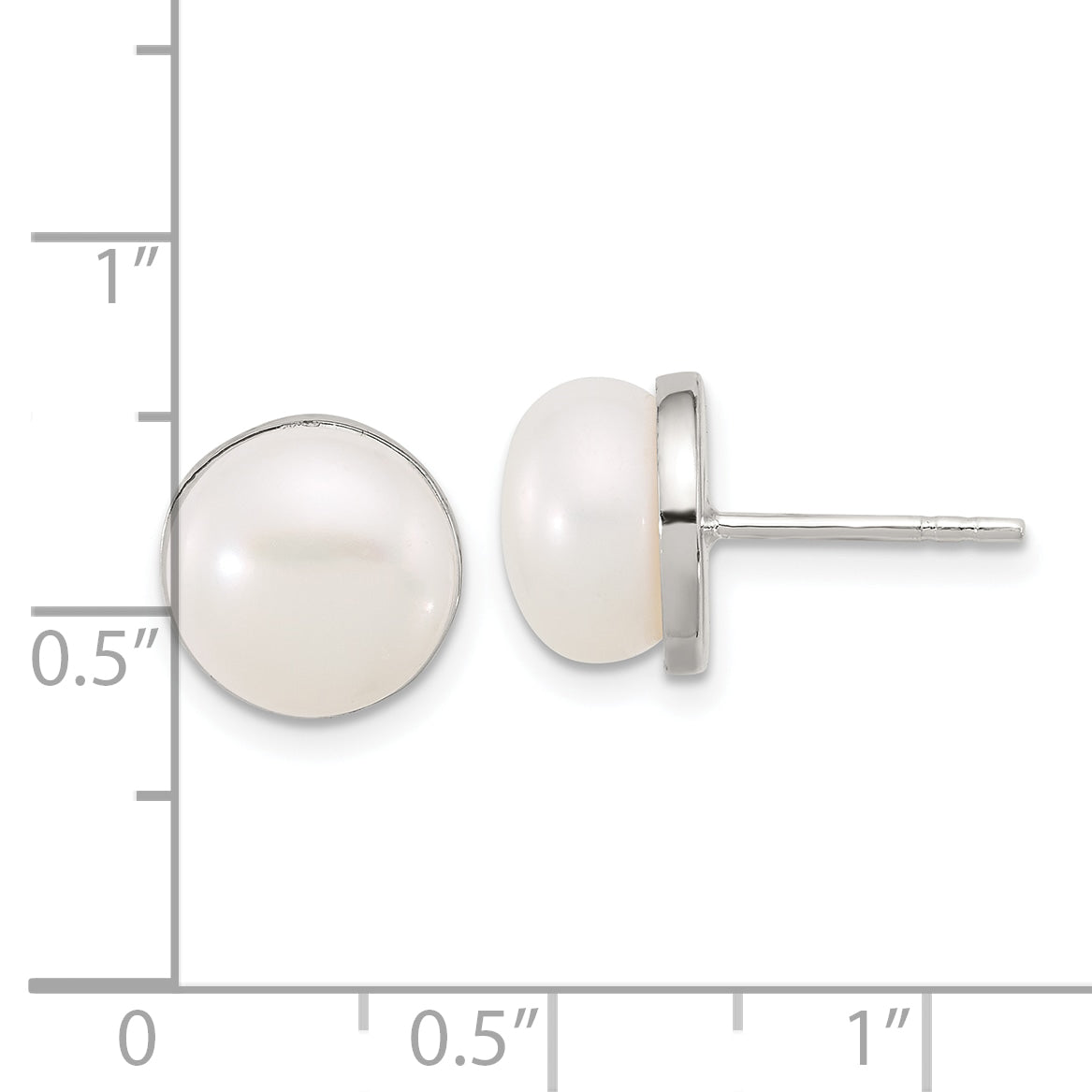 Sterling Silver Polished Freshwater Cultured Pearl Post Earrings