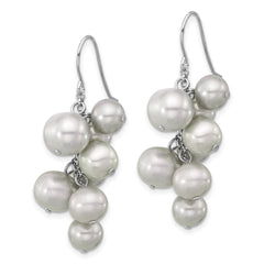 Sterling Silver Rhodium-plated 6-10mm Grey FWC Pearl Dangle Earrings