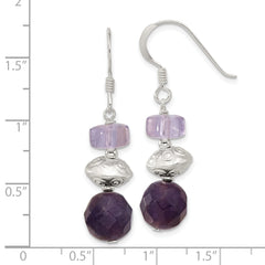 Sterling Silver Polished & Textured Amethyst/Ametrine Dangle Earrings