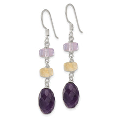 Sterling Silver Polished Faceted Amethyst/Ametrine Dangle Earrings