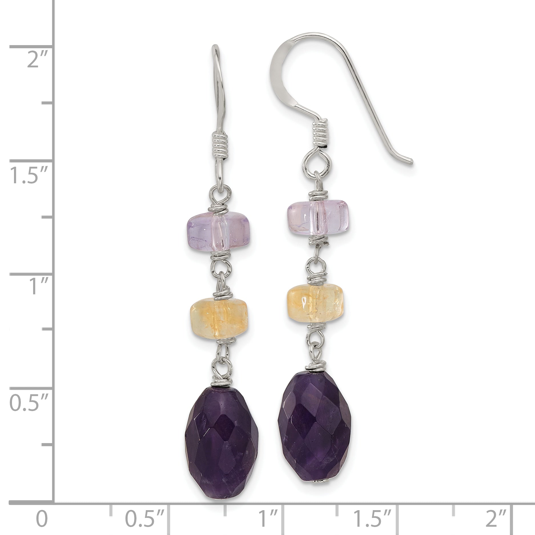 Sterling Silver Polished Faceted Amethyst/Ametrine Dangle Earrings