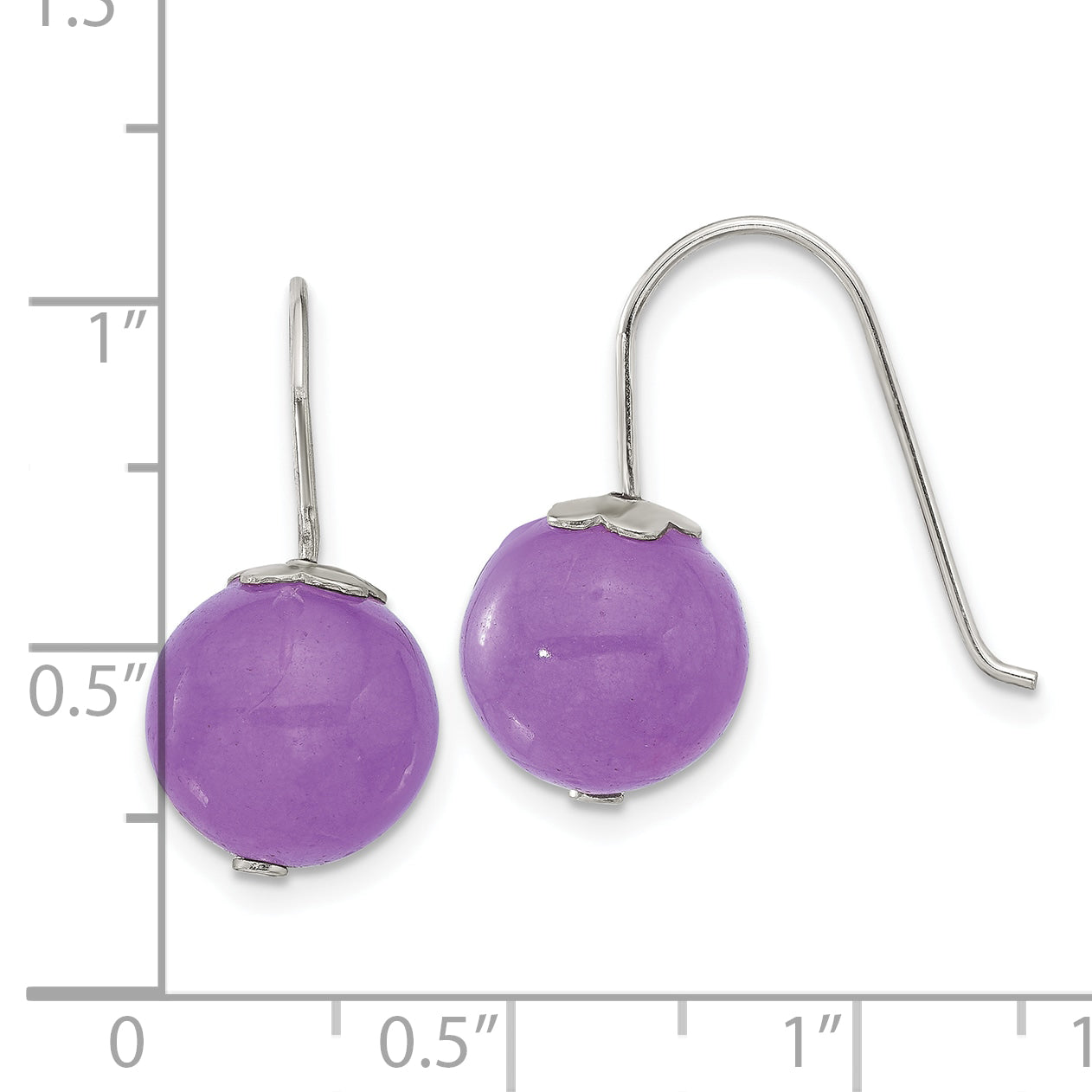 Sterling Silver Polished 10mm Purple Jade Dangle Earrings